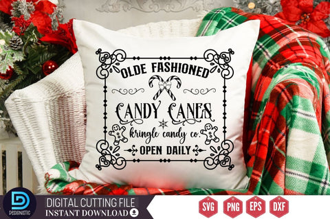 Olde fashioned candy canes kringle candy co. open daily SVG, Olde fashioned candy canes kringle candy co. open daily SVG DESIGNISTIC 