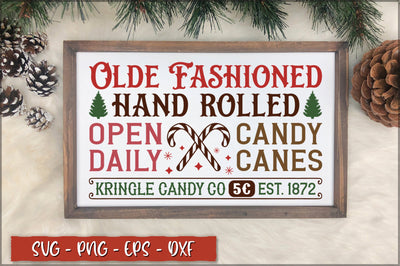 Olde fashioned hand rolled open daily candy canes kringle candy co 5c est 1872 Sign SVG SVG Shetara Begum 