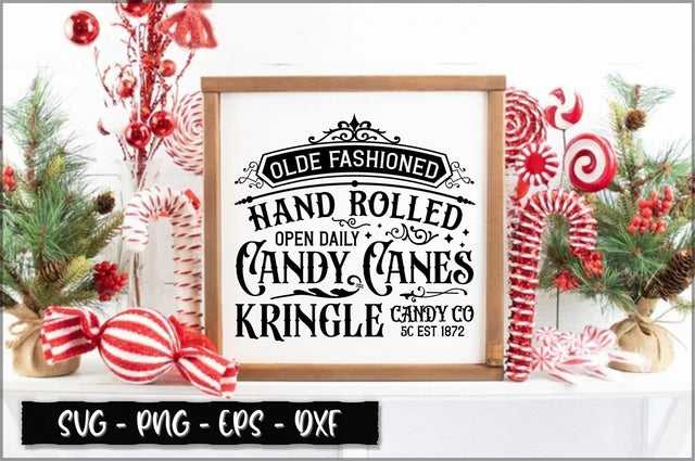 Olde fashioned hand rolled open daily candy canes kringle candy co 5c est 1872 Sign SVG SVG Shetara Begum 