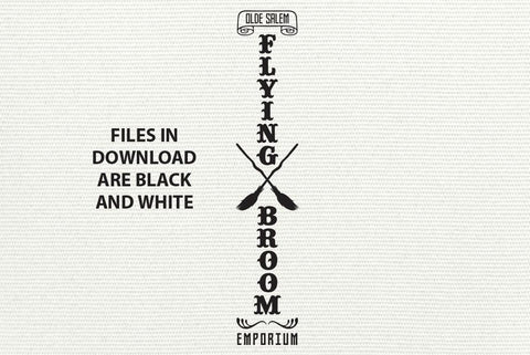 Olde Salem Flying Broom Emporium Porch Sign | SVG EPS JPG PNG DXF SVG Bow Wow Creative 