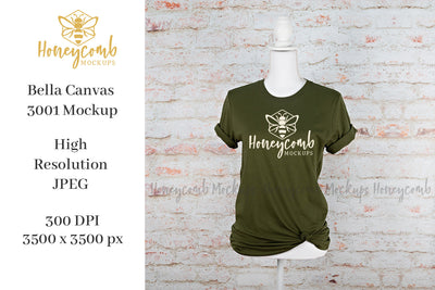 Olive Bella Canvas 3001 Mockup, Women's T-Shirt Mockup, Mannequin Mockup Mock Up Photo Honeycomb Mockups 
