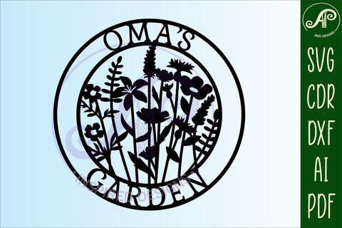 Oma's Garden sign svg laser cut template SVG APInspireddesigns 