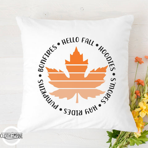 Ombre Maple Leaf with Fall Favorite Activities SVG Cloth and Pine Designs 