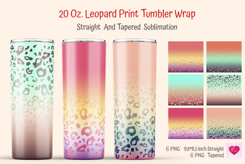 Ombre Skinny Tumbler Wrap. Leopard Print Design Sublimation Kseniia designer 