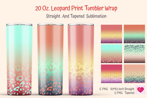 Ombre Skinny Tumbler Wrap. Leopard Print Design Sublimation Kseniia designer 