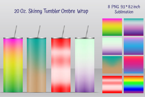 Ombre Straight Skinny Tumbler Sublimation Sublimation Kseniia designer 