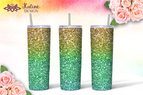 Ombre Tumbler Glitter Gradient Tumbler Sublimation Wrap Design for 20 Oz Skinny Tumbler Straight and Tapered PNG Sublimation KatineDesign 
