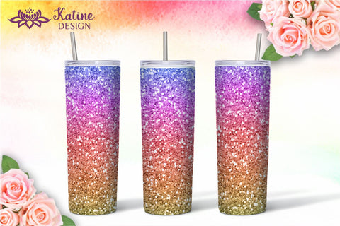Ombre Tumbler Glitter Gradient Tumbler Sublimation Wrap Design for 20 Oz Skinny Tumbler Straight and Tapered PNG Sublimation KatineDesign 