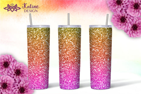 Ombre Tumbler Glitter Gradient Tumbler Sublimation Wrap Design for 20 Oz Skinny Tumbler Straight and Tapered PNG Sublimation KatineDesign 