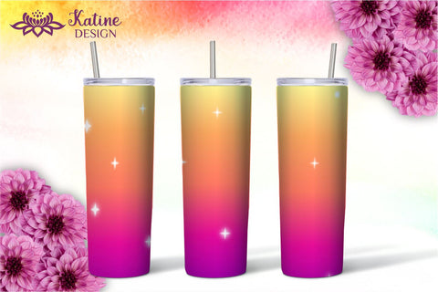 Ombre Tumbler gradient with sparkle wrap design sublimation for 20 Oz Skinny Tumbler Straight and Tapered PNG Sublimation KatineDesign 