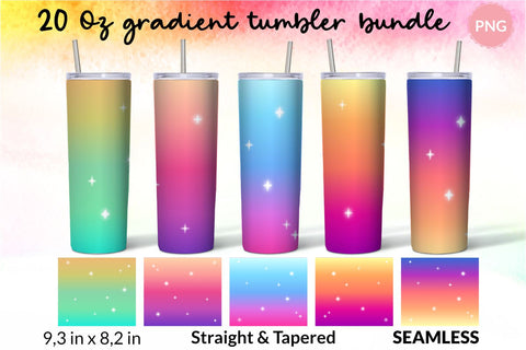 Ombre Tumbler gradient with sparkle wrap design sublimation for 20 Oz Skinny Tumbler Straight and Tapered PNG Sublimation KatineDesign 