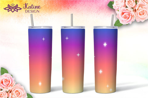 Ombre Tumbler gradient with sparkle wrap design sublimation for 20 Oz Skinny Tumbler Straight and Tapered PNG Sublimation KatineDesign 