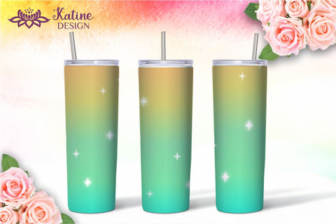 Ombre Tumbler gradient with sparkle wrap design sublimation for 20 Oz Skinny Tumbler Straight and Tapered PNG Sublimation KatineDesign 