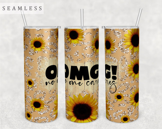 OMG No One Cares Tumbler Wrap, 20 Oz Skinny Tumbler Sublimation Design, Seamless Sarcastic Quote Tumbler PNG Sublimation HappyDesignStudio 