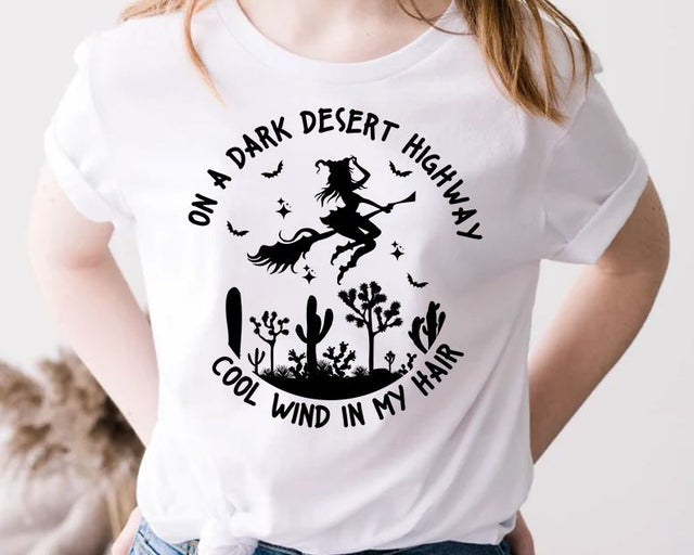 On A Dark Desert Highway Cool Wind In My Hair SVG, Halloween PNG, Witchy SVG, Flying Witch, File for Cricut, Sublimation Designs Downloads Sublimation iStyleDesign 