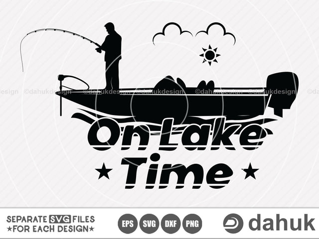 On lake time bass boat svg, Bass Boat, Bass Boat svg, Cut file, for silhouette, Clipart, cricut design space, vinyl cut files SVG dahukdesign 