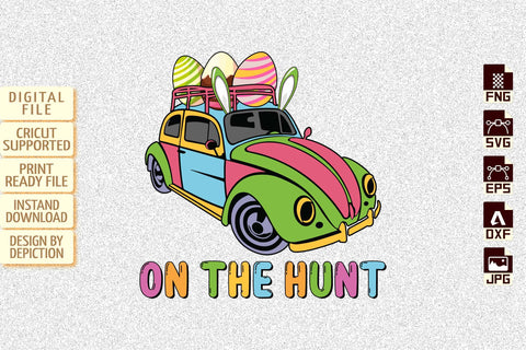 On The Hunt Easter T-Shirt, Easter Eggs Kids Car Shirt, Easter Car Kids Shirt, Happy Easter Eggs Car Shirt Print Template Sketch DESIGN Depiction Studio 