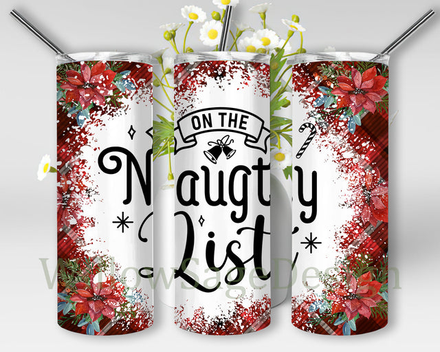 On The Naughty List Tumbler Png, Merry Chrismas 20oz Skinny Tumbler, Christmas Buffalo Plaid Tumbler Wrap, Funny Chrismas Design Png, Instant Download Sublimation WillowSageDesign 