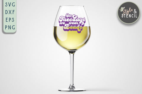 On Tuesdays we Wear Beads - Mardi Gras Retro SVG SVG Style and Stencil 