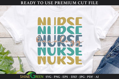 Oncology Nurse Stacked SVG Cut File SVG Shine Green Art 