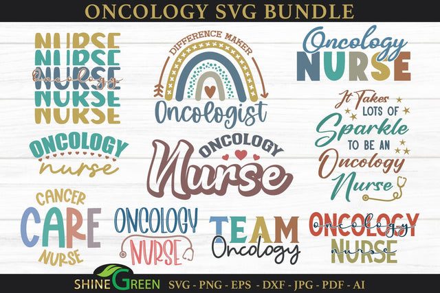 Oncology SVG Bundle | Oncology Nurse Designs SVG Shine Green Art 