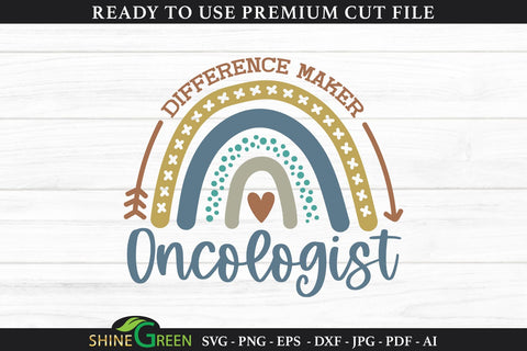 Oncology SVG - Oncologist Difference Maker Rainbow Design SVG Shine Green Art 