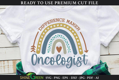 Oncology SVG - Oncologist Difference Maker Rainbow Design SVG Shine Green Art 