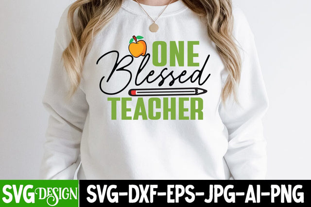 One Blessed Teacher SVG cut File, SVGs,quotes-and-sayings,food-drink,print-cut,on-sale SVG BlackCatsMedia 