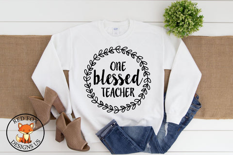 One Blessed Teacher SVG, Thanksgiving Teacher Files SVG SVG RedFoxDesignsUS 