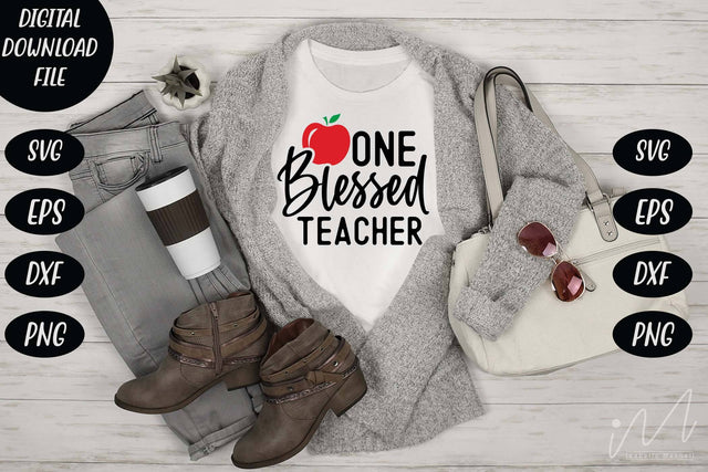 One blessed teacher svg,Kindergarten Teacher Svg, Cool Teacher T-shirt svg, Cut files, Funny Teacher Svg SVG Isabella Machell 