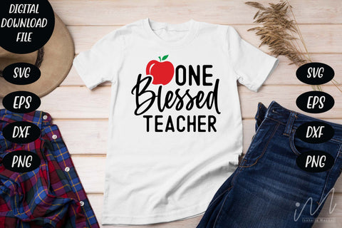 One blessed teacher svg,Kindergarten Teacher Svg, Cool Teacher T-shirt svg, Cut files, Funny Teacher Svg SVG Isabella Machell 