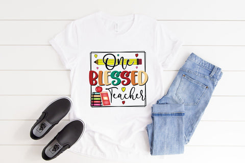 One Blessed Teacher - Teacher PNG Sublimation Sublimation CraftLabSVG 