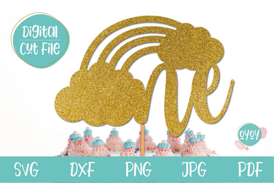 One Cake Topper SVG Rainbow | 1st Birthday SVG SVG OyoyStudioDigitals 