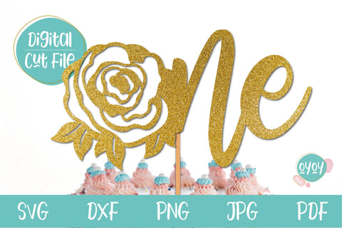 One Cake Topper SVG Rose | 1st Birthday SVG SVG OyoyStudioDigitals 