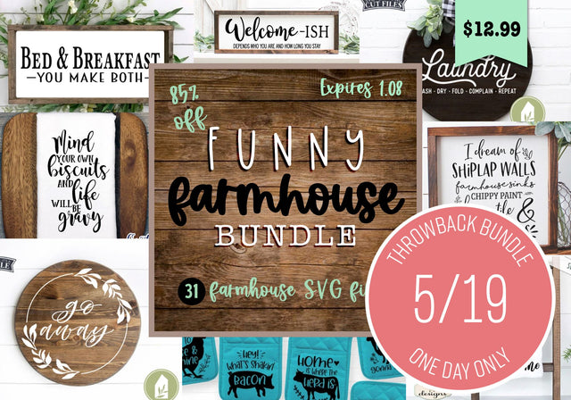 One Day Only TBT: Funny Farmhouse Bundle Bundle So Fontsy Design Shop 