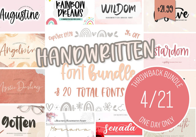 One Day Only Throwback: Handwritten Font Bundle Bundle So Fontsy Design Shop 