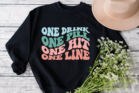 One drink one pill one hit one line svg wavy style svg, EPS PNG Cricut Instant Download SVG Fauz 