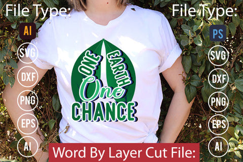 One Earth One Chance SVG Cut File SVGs,quotes-and-sayings,food-drink mini-bundles,print-cut,on-sale Clipart Clip Art Sublimation or Vinyl Shirt Design SVG DesignPlante 503 