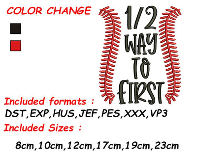 One Half, One Half Embroidery, Girl Half Birthday, Birthday Embroidery, Baseball Embroidery, PES Embroidery/Applique DESIGNS SVG Digital Designer 