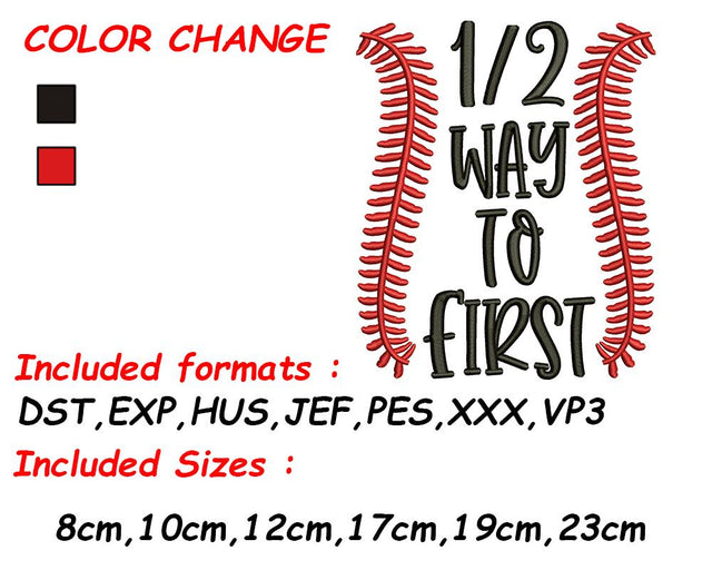 One Half, One Half Embroidery, Girl Half Birthday, Birthday Embroidery, Baseball Embroidery, PES Embroidery/Applique DESIGNS SVG Digital Designer 