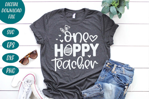 One hoppy teacher svg, Easter teacher svg SVG Isabella Machell 