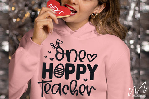 One hoppy teacher svg, Easter teacher svg SVG Isabella Machell 