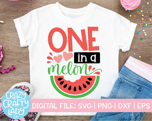 One in a Melon | 1st Birthday SVG Cut File SVG Crazy Crafty Lady Co. 