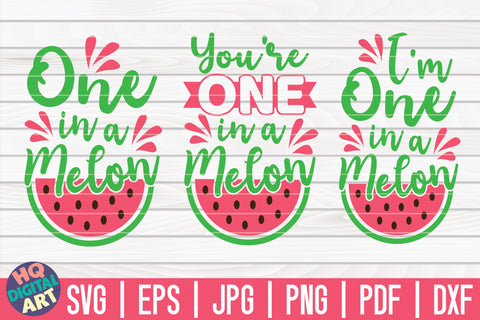 One in a melon SVG Bundle | 3 Variations | Watermelon SVG SVG HQDigitalArt 