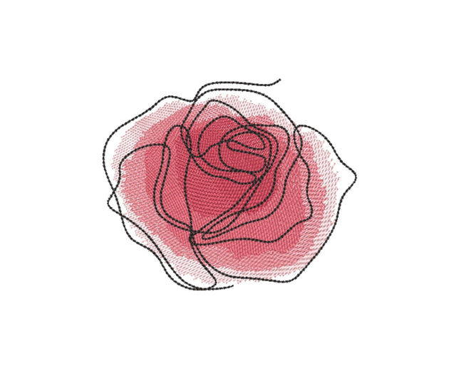 One Line Rose Machine Embroidery Design, 4 sizes Embroidery/Applique DESIGNS Nino Nadaraia 