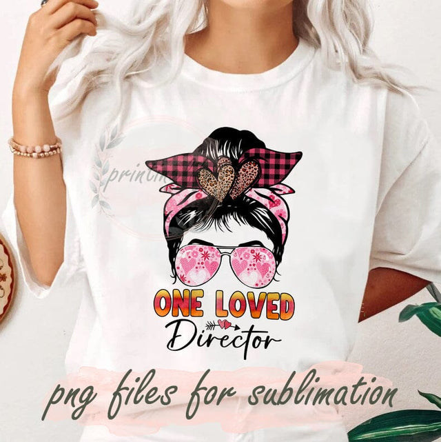 One Loved Director Sublimation Png, Valentine's Day Png, Messy Bun Hair Png, Leopard Heart Png, Funny Valentine Design Png, Digital Download Sublimation PrintingLife 