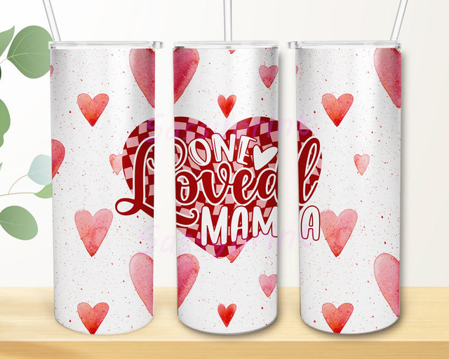 One Loved Mama 20oz Skinny Tumbler, Mama Tumbler Design, Heart Tumbler Wrap, Valentine's Day Tumbler Template, Instant Download Sublimation sassyprint 