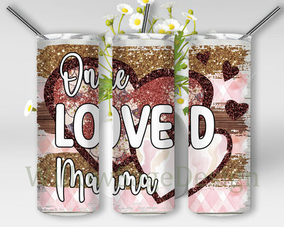 One Loved Mama Tumbler Design, Mama 20oz Skinny Png, Heart Glitter Tumbler Wrap, Mother's Day Gift, Mama Design Png, Instant Download Sublimation WillowSageDesign 