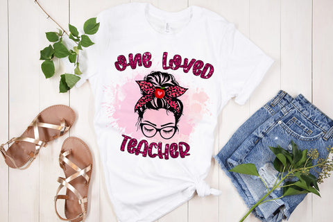 One Loved Teacher -Teacher Valentines Day Sublimation PNG Sublimation Happy Printables Club 