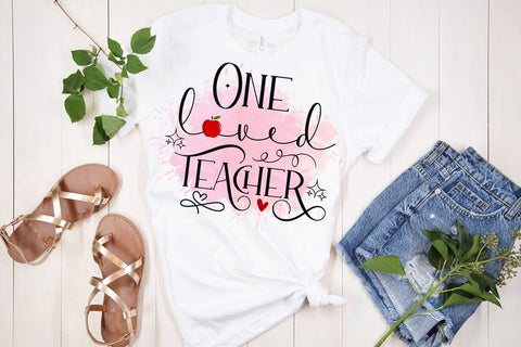 One Loved Teacher -Teacher Valentines Day Sublimation PNG Sublimation Happy Printables Club 